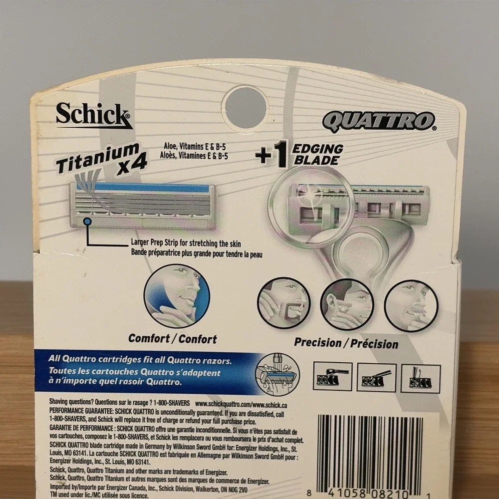Schick Quattro Titanium Cartridge Razor Refills - 4 Cartridges Total